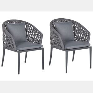 Conjunto de 2 cadeiras de jardim com almofadas LIPARI Metal Cinzento