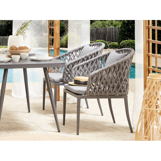 Conjunto de 2 cadeiras de jardim com almofadas LIPARI Metal Cinzento