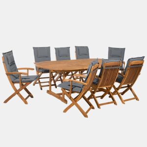 Conjunto de refeições de jardim 8 lugares MAUI com almofadas Madeira de acácia Cinzento