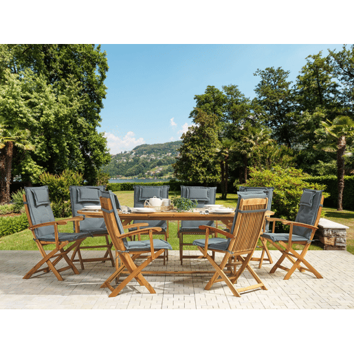 Conjunto de refeições de jardim 8 lugares MAUI com almofadas Madeira de acácia Cinzento