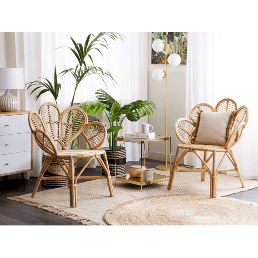 Conjunto de 2 cadeiras pavão FLORENTINE II Rattan Natural