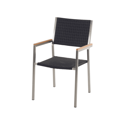 Conjunto de refeições de jardim 6 lugares GROSSETO Placa tripla Granito Polido Preto