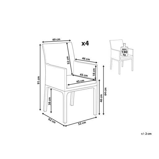 Conjunto de 4 cadeiras de jardim BACOLI Tecido Cinzento escuro