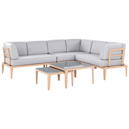Conjunto de sofás de jardim de canto 6 lugares RIMA III à esquerda Metal Cinzento