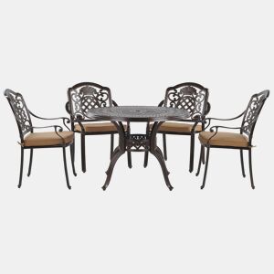 Conjunto de refeições de jardim 4 lugares SALENTO com almofadas Metal Castanho escuro