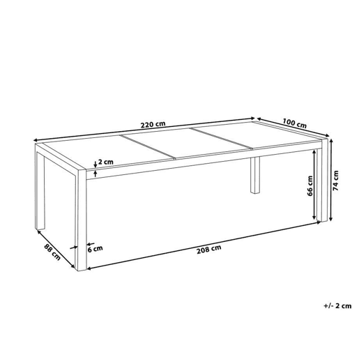 Mesa de refeição de jardim GROSSETO 220 cm 100 cm Polido Granito Cinzento