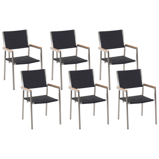 Conjunto de 6 cadeiras de jardim GROSSETO Preto