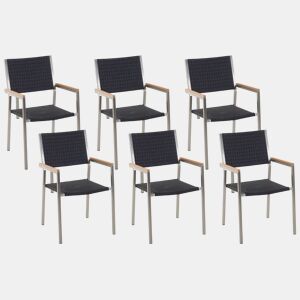 Conjunto de 6 cadeiras de jardim GROSSETO Preto