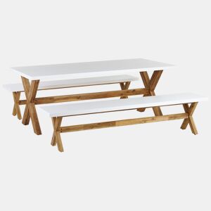 Conjunto de refeições de de jardim com bancos 6 lugares OLBIA Betão Branco