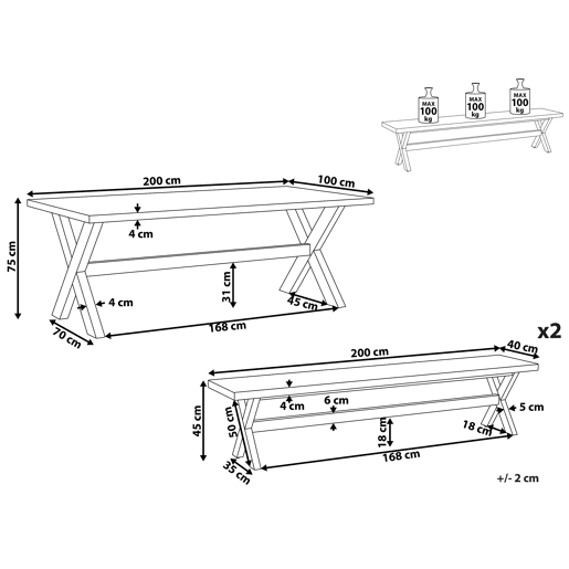 Conjunto de refeições de de jardim com bancos 6 lugares OLBIA Betão Branco