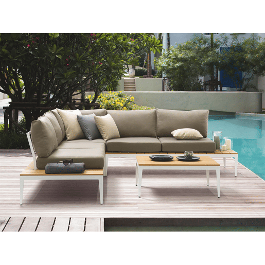 Conjunto de sofás de jardim de canto 5 lugares POSITANO Cinzento Conjunto de sofás de jardim de canto 5 lugares POSITANO Cinzento
