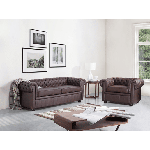 Poltrona CHESTERFIELD Pele Castanho