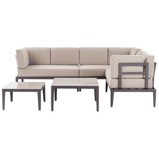 Conjunto de sofás de jardim de canto 6 lugares RIMA III à esquerda Metal Creme