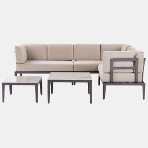 Conjunto de sofás de jardim de canto 6 lugares RIMA III à esquerda Metal Creme