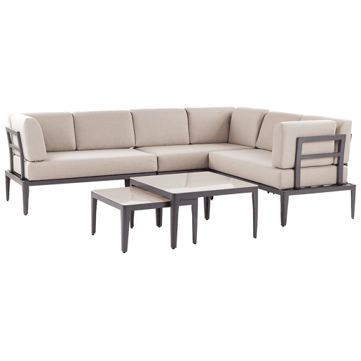 Conjunto de sofás de jardim de canto 6 lugares RIMA III à esquerda Metal Creme