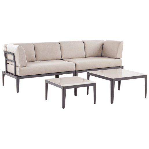 Conjunto de sofás de jardim de canto 6 lugares RIMA III à esquerda Metal Creme