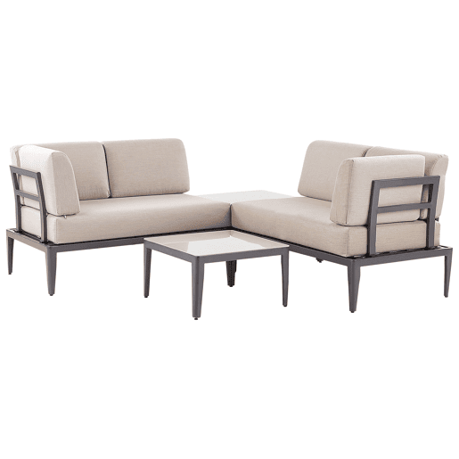 Conjunto de sofás de jardim de canto 6 lugares RIMA III à esquerda Metal Creme