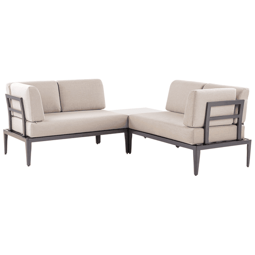 Conjunto de sofás de jardim de canto 6 lugares RIMA III à esquerda Metal Creme