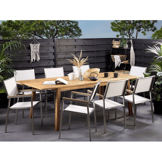 Mesa de refeição de jardim extensível CESANA 180240 cm 100 cm Madeira de acácia Castanho claro