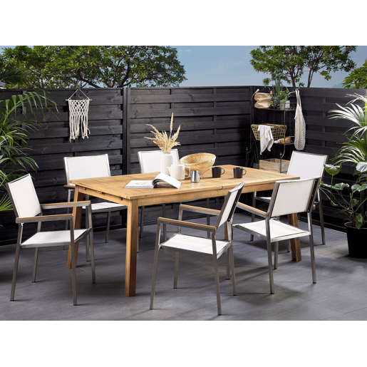 Mesa de refeição de jardim extensível CESANA 180240 cm 100 cm Madeira de acácia Castanho claro