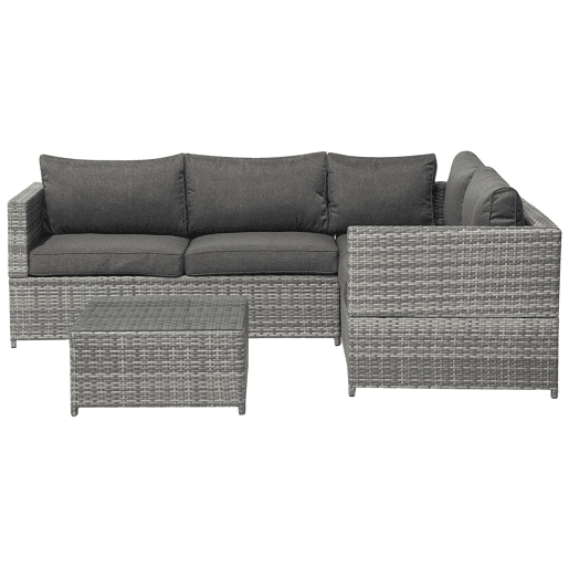 Conjunto de sofás de jardim de canto 4 lugares AVOLA à esquerda Cinzento Conjunto de sofás de jardim de canto 4 lugares AVOLA à esquerda Cinzento