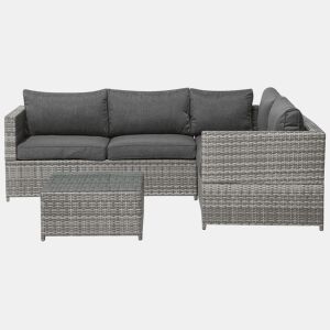 Conjunto de sofás de jardim de canto 4 lugares AVOLA à esquerda Cinzento