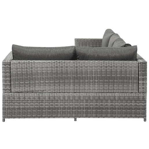 Conjunto de sofás de jardim de canto 4 lugares AVOLA à esquerda Cinzento Conjunto de sofás de jardim de canto 4 lugares AVOLA à esquerda Cinzento