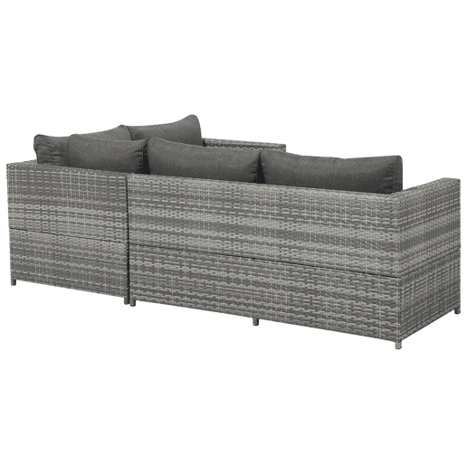 Conjunto de sofás de jardim de canto 4 lugares AVOLA à esquerda Cinzento Conjunto de sofás de jardim de canto 4 lugares AVOLA à esquerda Cinzento