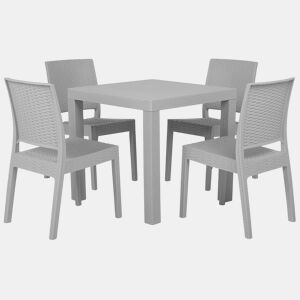 Conjunto de refeições de jardim 4 lugares FOSSANO Cinzento claro