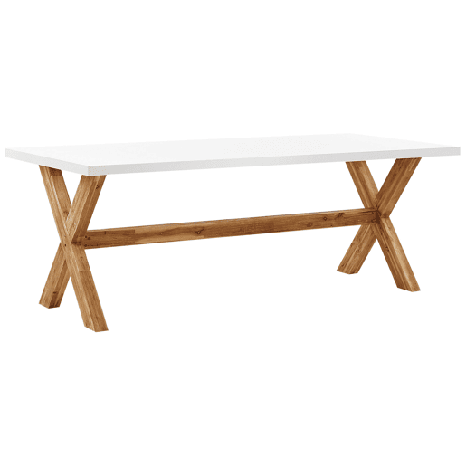 Conjunto de refeições de de jardim com bancos e tamboretes 8 lugares OLBIA Betão Branco
