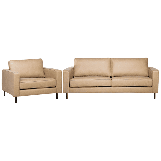 Conjunto de sofás com 3 lugares em pele sintética creme SAVALEN