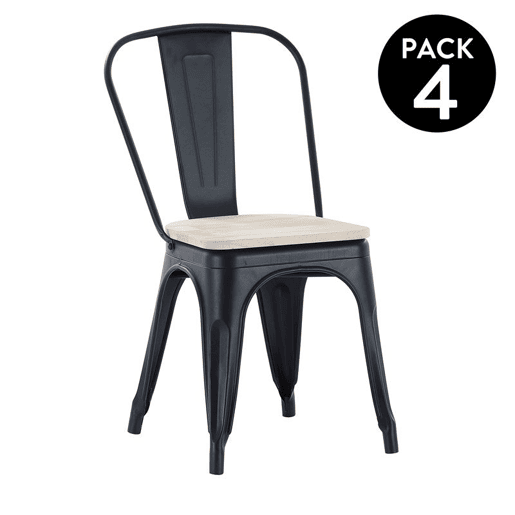 Conjunto de 4 cadeiras de jantar Tolix Preto - Carvalho 45 x 85 x 45 cm