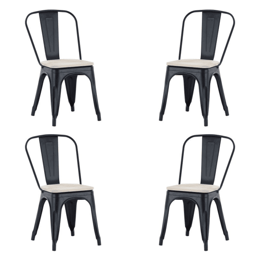 Conjunto de 4 cadeiras de jantar Tolix Preto - Carvalho 45 x 85 x 45 cm
