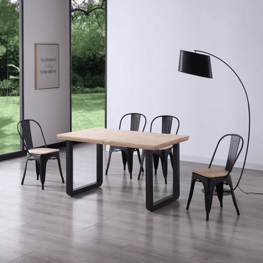 Conjunto de 4 cadeiras de jantar Tolix Preto - Carvalho 45 x 85 x 45 cm