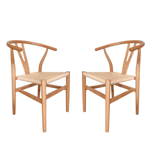 Conjunto de 2 cadeiras de jantar Kioto Luz natural 56 x 76 x 52 cm