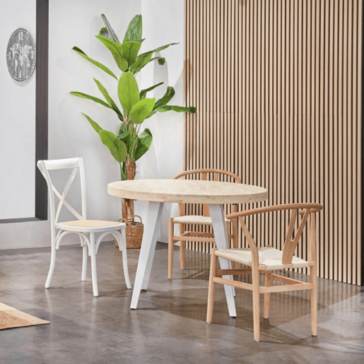 Conjunto de 2 cadeiras de jantar Kioto Luz natural 56 x 76 x 52 cm