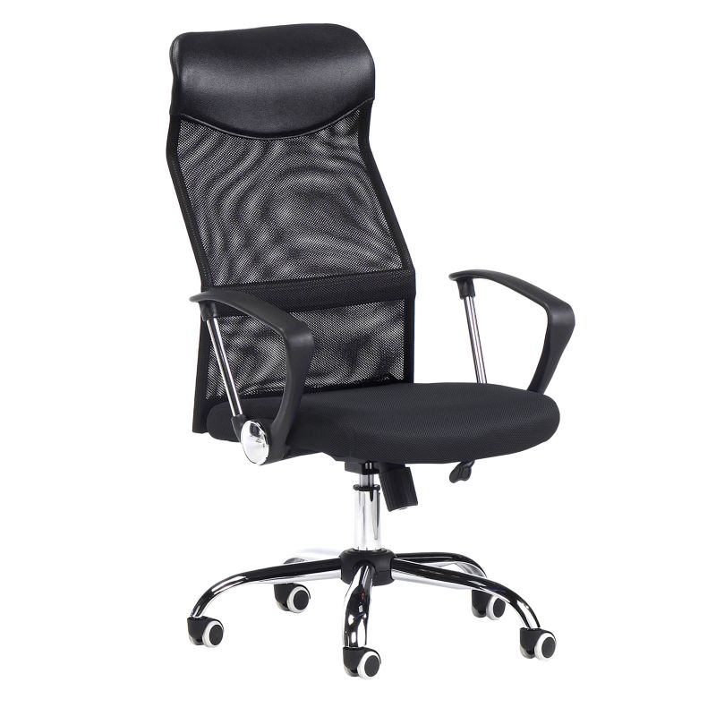 Silla de oficina con respaldo transpirable en polipiel negro y negro 108,5-116,5x60,5 cm mega negro polipiel - negro 3d 60,5 x 116,5 x 65 cm