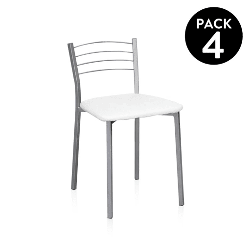 Conjunto de 4 cadeiras de cozinha Chef-S Cinzento - Branco 41 x 63 x 40 cm