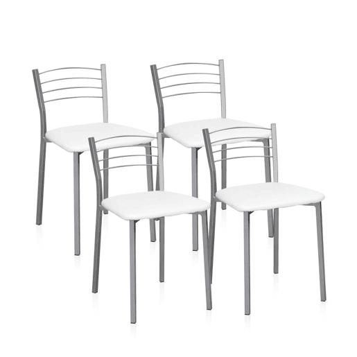 Conjunto de 4 cadeiras de cozinha Chef-S Cinzento - Branco 41 x 63 x 40 cm