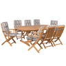 Conjunto de refeições de jardim 8 lugares MAUI com almofadas Madeira de acácia Multicolor
