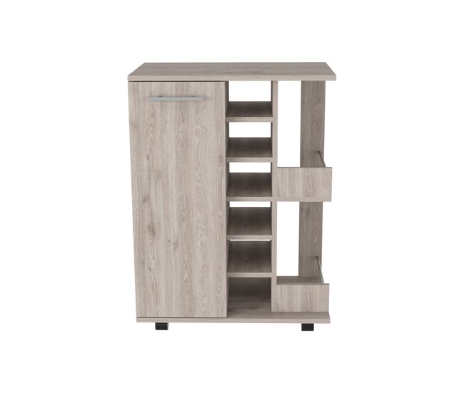 Carrito de bar con botellero y ruedas , 82.09 cm x 59.99 cm x 37.49 cm , ceniza