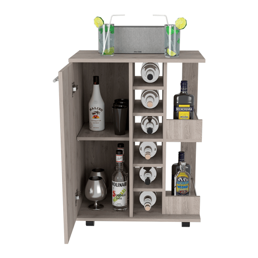 Carrinho de bar com suporte para garrafas e rodas , 82.09 cm X 59.99 cm X 37.49 cm , Cinder