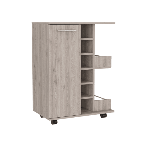 Carrinho de bar com suporte para garrafas e rodas , 82.09 cm X 59.99 cm X 37.49 cm , Cinder