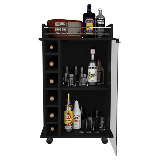 Bar Trolley Dukat, com rodas e porta de vidro Bar Trolley Dukat, com rodas e porta de vidro