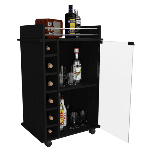 Bar Trolley Dukat, com rodas e porta de vidro Bar Trolley Dukat, com rodas e porta de vidro