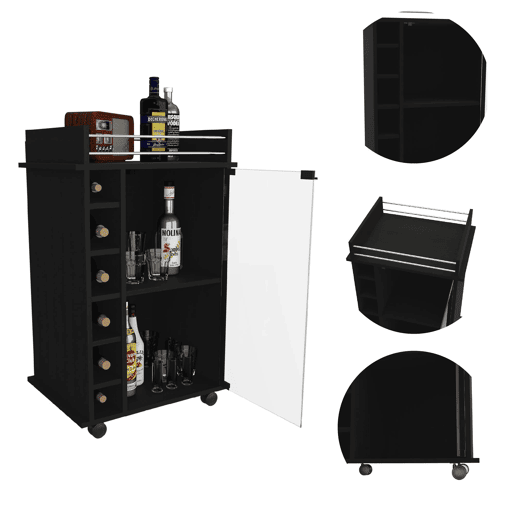 Bar Trolley Dukat, com rodas e porta de vidro Bar Trolley Dukat, com rodas e porta de vidro