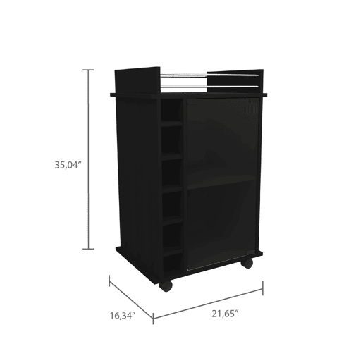 Bar Trolley Dukat, com rodas e porta de vidro Bar Trolley Dukat, com rodas e porta de vidro