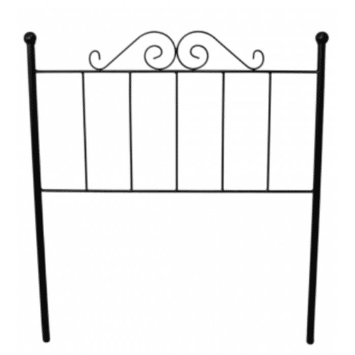 Cabeceira Palace em ferro forjado para cama de 90cm, preta, 98x125x4.