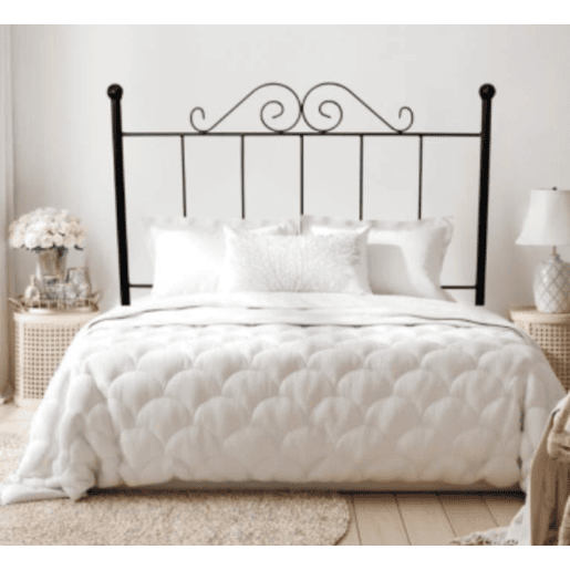 Cabeceira Palace em ferro forjado para cama de 135 cm, preta, 143x125x4.