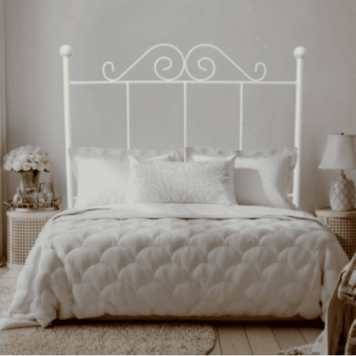 Cabeceira Palace em ferro forjado para cama de 90cm, bege, 98x125x4.